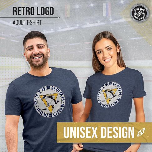 تي شيرت Wright & Ditson NHL للبالغين بدون علامة شعار ريترو، تي شيرت مرقط للهوكي الكلاسيكي للجنسين، قطن ناعم ومريح in Saudi Arabia