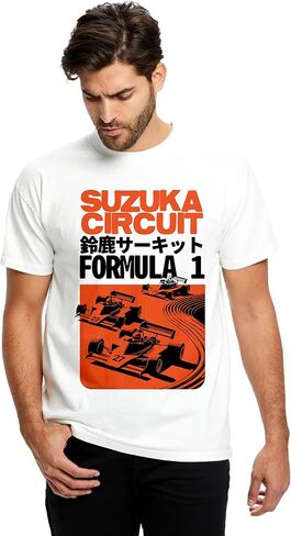 Made By Us "Suzuka Racing Formula One Heavyweight T-Shirt (White), Premium Soft, Vintage fit 100% Cotton, Made in The USA in Saudi Arabia