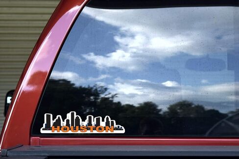 StickerTalk Orange and Blue Houston Skyline Vinyl Sticker, 10 inches by 2.5 inches in Saudi Arabia