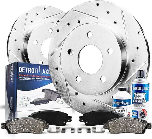 Detroit Axle - مجموعة الفرامل الأمامية لـ CHEVY GMC C1500 Suburban Express Savana 1500 Tahoe Yukon Discor Brake Brake Pads Ceramic Brakes 1996 1997 1998 1999 Replace in Kuwait