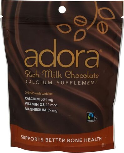 قرص مكملات الكالسيوم من أدورا، شوكولاتة داكنة، 30 قطعة - 500 مجم in Kuwait