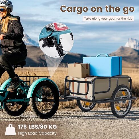 ABORON Foldable Bike Cargo Trailer – 176 lbs Load Capacity, 16×2.125″ Wheels, Quick-Attach Pin Release, Anti-Rust Steel Frame with Reflector in Kuwait