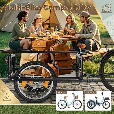 ABORON Foldable Bike Cargo Trailer – 176 lbs Load Capacity, 16×2.125″ Wheels, Quick-Attach Pin Release, Anti-Rust Steel Frame with Reflector in Kuwait