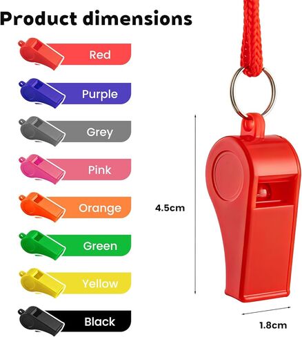 TINSKY 48 Pcs Sport Whistle with Bracelet, 6 Colors Loud Plastic Whistles for Coaches, Referees, Officials, Birthday Party Gift, Emergency Training, the 2026 World Cup Festivals in Kuwait