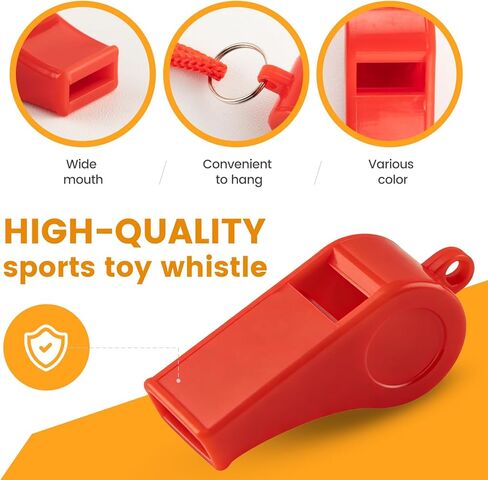 TINSKY 48 Pcs Sport Whistle with Bracelet, 6 Colors Loud Plastic Whistles for Coaches, Referees, Officials, Birthday Party Gift, Emergency Training, the 2026 World Cup Festivals in Kuwait