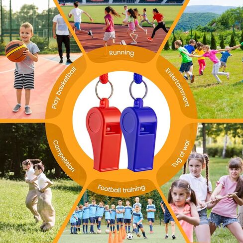 TINSKY 48 Pcs Sport Whistle with Bracelet, 6 Colors Loud Plastic Whistles for Coaches, Referees, Officials, Birthday Party Gift, Emergency Training, the 2026 World Cup Festivals in Kuwait