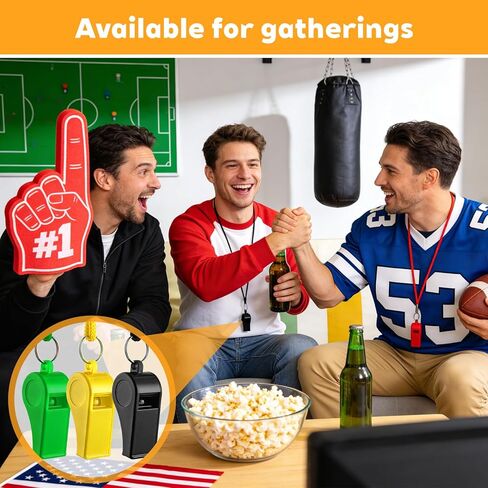 TINSKY 48 Pcs Sport Whistle with Bracelet, 6 Colors Loud Plastic Whistles for Coaches, Referees, Officials, Birthday Party Gift, Emergency Training, the 2026 World Cup Festivals in Kuwait