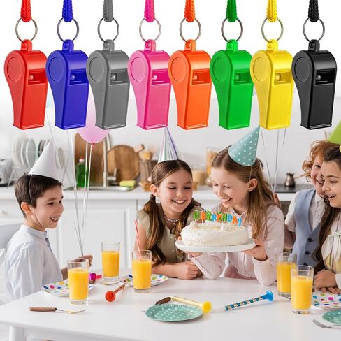 TINSKY 48 Pcs Sport Whistle with Bracelet, 6 Colors Loud Plastic Whistles for Coaches, Referees, Officials, Birthday Party Gift, Emergency Training, the 2026 World Cup Festivals in Kuwait