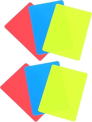 jojofuny مجموعتان من بطاقات حكم كرة القدم، 3 ألوان سميكة من مادة PVC للبطولات الحمراء/الأصفر/الزرقاء - معدات حكم جاهزة للرؤية عالية الوضوح، بطاقات بلاستيكية حمراء صفراء وزرقاء مثالية للتدريب الأكاديمي واللعب في البطولات in Saudi Arabia