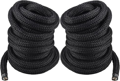 NovelBee 1" x 30' Dock Line 2 Pack,Double Braid Nylon Boat Dock Line with 24" Eyelet,Heavy Duty Mooring Marine Rope,Black Boat Rope and Ties for Docking in Saudi Arabia