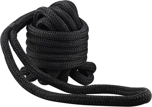 NovelBee 1" x 30' Dock Line 2 Pack,Double Braid Nylon Boat Dock Line with 24" Eyelet,Heavy Duty Mooring Marine Rope,Black Boat Rope and Ties for Docking in Saudi Arabia