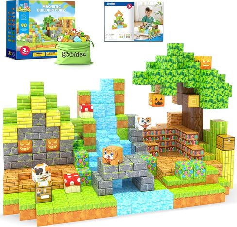 Magnetic Blocks Magnetic Building Toys, Mine Magnet World Building Craft, STEM Toy for Kids Age 4-8 5-7 8-12, Sensory Learning Toys Games, Gift for Boys Girls 3+ Year Old in Saudi Arabia