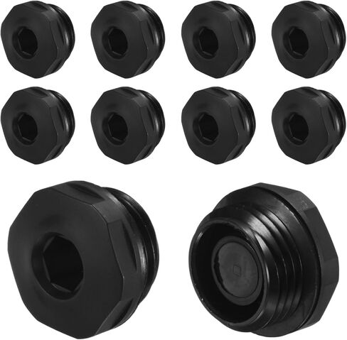M METERXITY 5 عبوات من غطاء نهاية أنبوب سداسي الرأس الداخلي، 1/2 NPT نايلون حديقة خرطوم سدادة موصل مع حلقة إغلاق لإنهاء نهايات الأنابيب [أسود] in Saudi Arabia