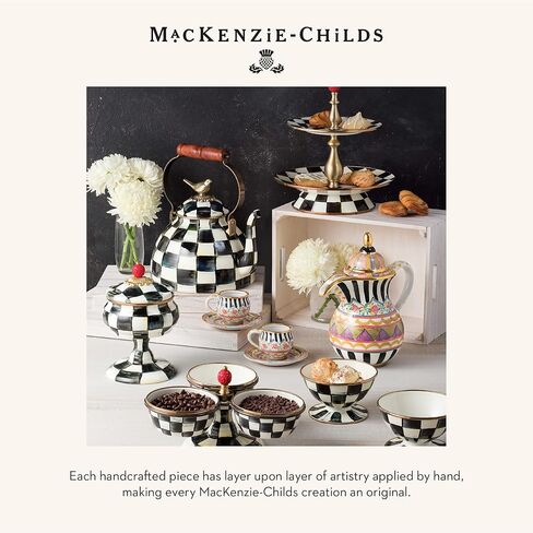MACKENZIE-CHILDS Farmhouse Salt and Pepper Shaker Set, Ceramic Salt and Pepper Holders, Black-and-White Courtly Check in Saudi Arabia
