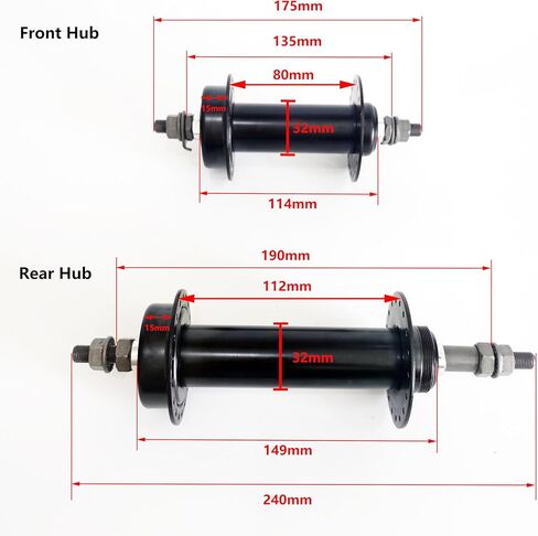 Fat Tire Bike Wheel Part Bicycle Front & Rear Hub 135x190mm Width 36 Hole, Fit Threaded Freewheel 20"/26" x4.0 Snow Bicycle, Disc Brake (Black) in Saudi Arabia