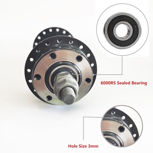 Fat Tire Bike Wheel Part Bicycle Front & Rear Hub 135x190mm Width 36 Hole, Fit Threaded Freewheel 20"/26" x4.0 Snow Bicycle, Disc Brake (Black) in Saudi Arabia