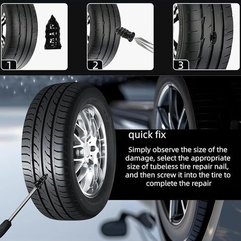 طقم إصلاح الإطارات الفراغي الجديد لعام 2026: مسامير وأدوات مطاطية ذاتية الخدمة مكونة من 20 قطعة بحجمين للسيارات والدراجات النارية والشاحنات والدراجات. in Kuwait