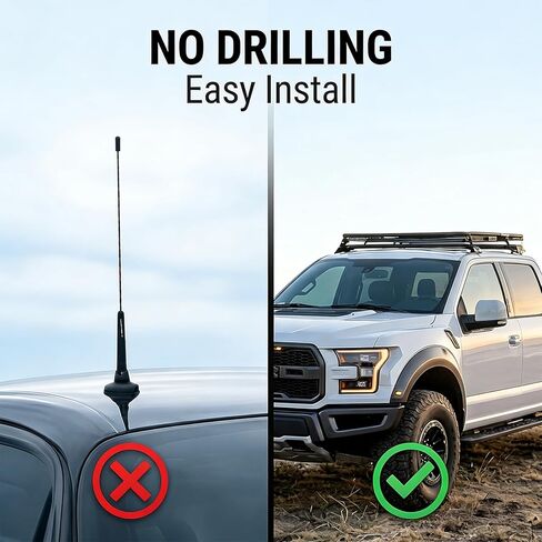 STUDIOFINIX 1.3M Marine Radio Antenna, Waterproof Dipole Hideaway FM Antenna No Drilling Easy Install for Car Boat ATV UTV, Black in Kuwait
