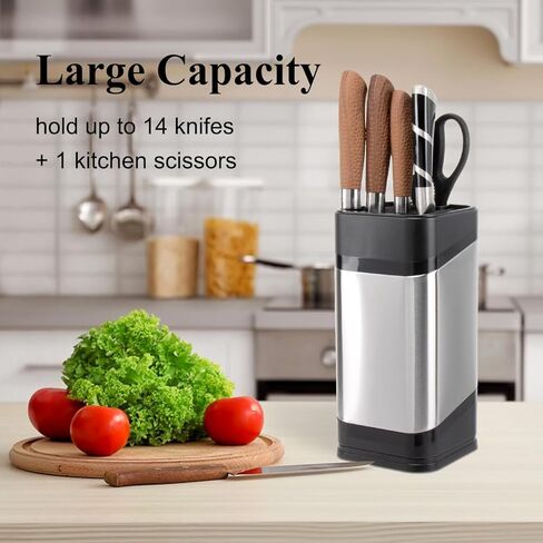 RedCall Kitchen Knife Holder,Stainless Steel Universal Knife Block for Kitchen Counter,Space-Saving Knife Storage Organizer Countertop,Knife Block Holder without Knives (Black) in Saudi Arabia