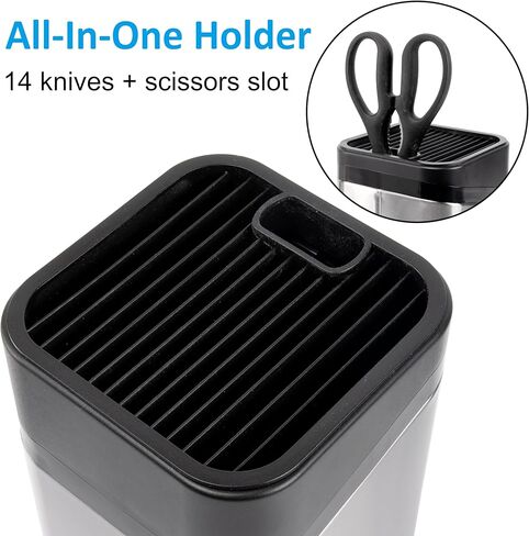 RedCall Kitchen Knife Holder,Stainless Steel Universal Knife Block for Kitchen Counter,Space-Saving Knife Storage Organizer Countertop,Knife Block Holder without Knives (Black) in Saudi Arabia