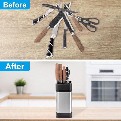 RedCall Kitchen Knife Holder,Stainless Steel Universal Knife Block for Kitchen Counter,Space-Saving Knife Storage Organizer Countertop,Knife Block Holder without Knives (Black) in Saudi Arabia