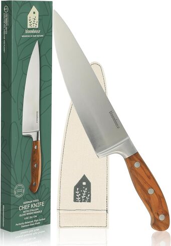 Bloomhouse - Two Time Oprah's Favorite Things Winner - 8-Inch Chef's Knife – German Stainless Steel Blade with Forged Italian Olive Wood Handle, Full Tang Kitchen Knife for Slicing, Dicing & Chopping in Saudi Arabia