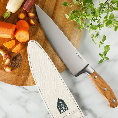 Bloomhouse - Two Time Oprah's Favorite Things Winner - 8-Inch Chef's Knife – German Stainless Steel Blade with Forged Italian Olive Wood Handle, Full Tang Kitchen Knife for Slicing, Dicing & Chopping in Saudi Arabia
