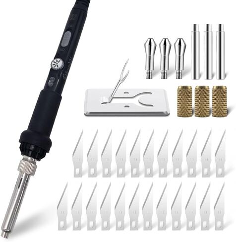 31 Pieces Electric Hot Knife Foam Cutter Tool | 23 Blades | Adjustable Temperature | 3 Chuck Sleeves | for Plastic Cutting in Kuwait