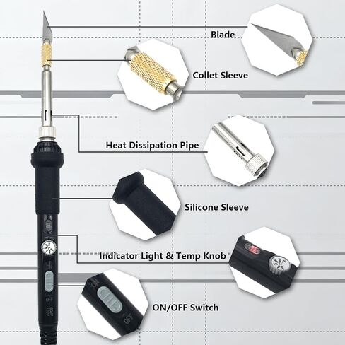 31 Pieces Electric Hot Knife Foam Cutter Tool | 23 Blades | Adjustable Temperature | 3 Chuck Sleeves | for Plastic Cutting in Kuwait