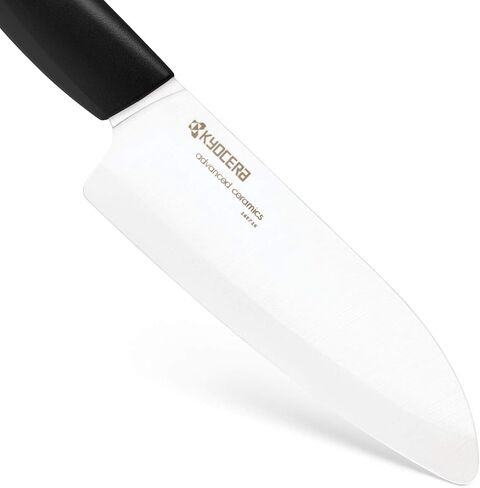 Kyocera’s Revolution 4-Piece Ceramic Knife Set: Ceramic Chef Knife For Your Cooking Needs, 7" Chef's Santoku, 5.5" Santoku, 4.5" Utility & 3" Paring Knives, Black/White in Saudi Arabia