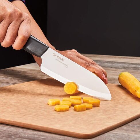 Kyocera’s Revolution 4-Piece Ceramic Knife Set: Ceramic Chef Knife For Your Cooking Needs, 7" Chef's Santoku, 5.5" Santoku, 4.5" Utility & 3" Paring Knives, Black/White in Saudi Arabia