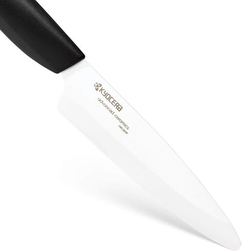 Kyocera’s Revolution 4-Piece Ceramic Knife Set: Ceramic Chef Knife For Your Cooking Needs, 7" Chef's Santoku, 5.5" Santoku, 4.5" Utility & 3" Paring Knives, Black/White in Saudi Arabia
