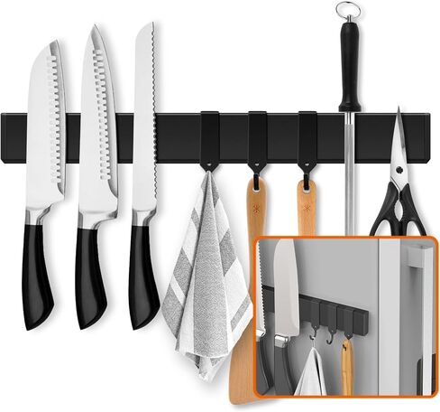 Fridge Applicable 17 Inch Double Sided Magnetic Knife Holder - Stainless Steel Knife Strip With Powerful Magnetic Pull Force - Use as Kitchen Knife Holder, Knife Rack & Tool Holder - Matte Black in Saudi Arabia