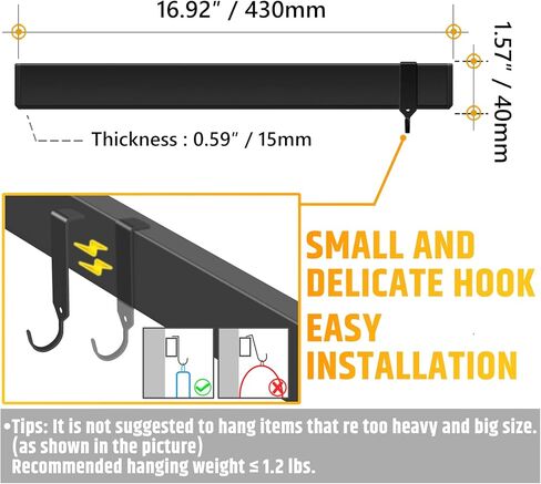 Fridge Applicable 17 Inch Double Sided Magnetic Knife Holder - Stainless Steel Knife Strip With Powerful Magnetic Pull Force - Use as Kitchen Knife Holder, Knife Rack & Tool Holder - Matte Black in Saudi Arabia