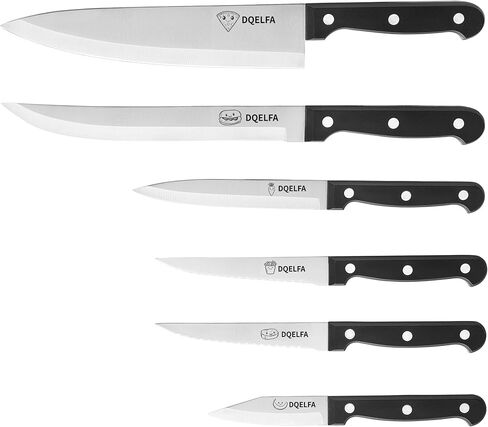 6 Piece Kitchen Knife Set, Stainless Steel Knife Set With Ergonomic Handle, Rustproof, Dishwasher Safe (Black, Fun Food Icons) in Saudi Arabia