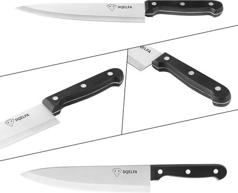 6 Piece Kitchen Knife Set, Stainless Steel Knife Set With Ergonomic Handle, Rustproof, Dishwasher Safe (Black, Fun Food Icons) in Saudi Arabia