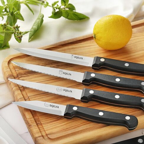 6 Piece Kitchen Knife Set, Stainless Steel Knife Set With Ergonomic Handle, Rustproof, Dishwasher Safe (Black, Fun Food Icons) in Saudi Arabia