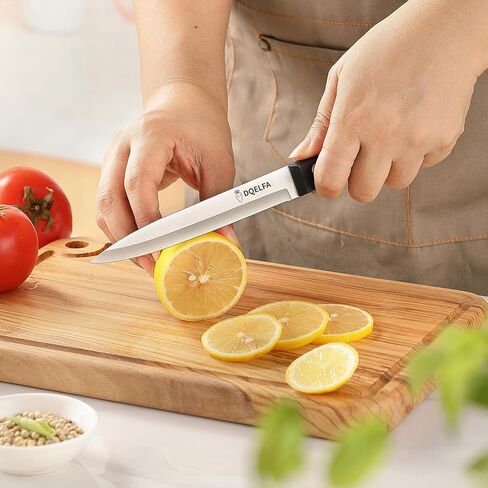 6 Piece Kitchen Knife Set, Stainless Steel Knife Set With Ergonomic Handle, Rustproof, Dishwasher Safe (Black, Fun Food Icons) in Saudi Arabia