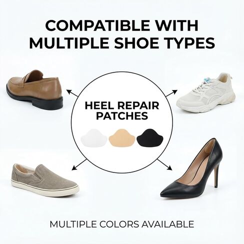 Shoe Patches for Holes, 18pcs Shoe Back Cushion Pads Shoes Lining Repair Self-Adhesive Inside Patches Heel Pads for Shoes Toe Burst Patch for Heel Wear Toe Holes Inner Heels Toes, Black Beige White in Saudi Arabia