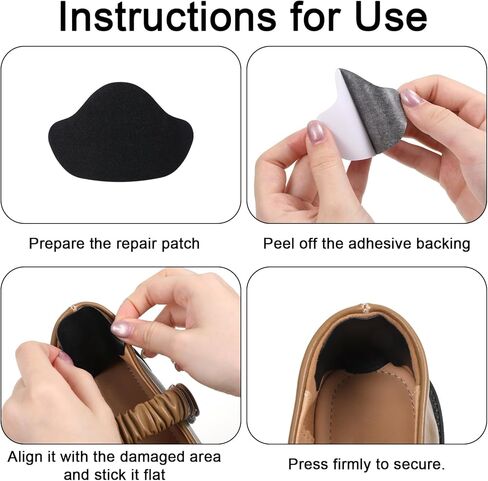 Shoe Patches for Holes, 18pcs Shoe Back Cushion Pads Shoes Lining Repair Self-Adhesive Inside Patches Heel Pads for Shoes Toe Burst Patch for Heel Wear Toe Holes Inner Heels Toes, Black Beige White in Saudi Arabia