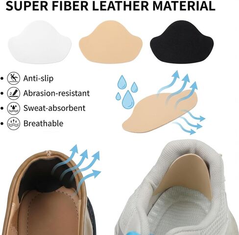 Shoe Patches for Holes, 18pcs Shoe Back Cushion Pads Shoes Lining Repair Self-Adhesive Inside Patches Heel Pads for Shoes Toe Burst Patch for Heel Wear Toe Holes Inner Heels Toes, Black Beige White in Saudi Arabia