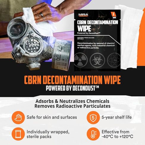 MIRA Safety CBRN Decontamination Wipe Powered by DeconDust™ – Adsorbs & Neutralizes Chemical, Radiological & Toxic Industrial Particles – Pepper Spray & Tear Gas Exposure Decon – 1 Pack in Saudi Arabia