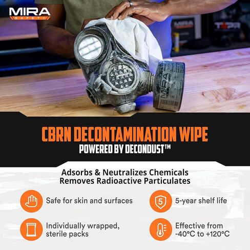 MIRA Safety CBRN Decontamination Wipe Powered by DeconDust™ – Adsorbs & Neutralizes Chemical, Radiological & Toxic Industrial Particles – Pepper Spray & Tear Gas Exposure Decon – 1 Pack in Saudi Arabia