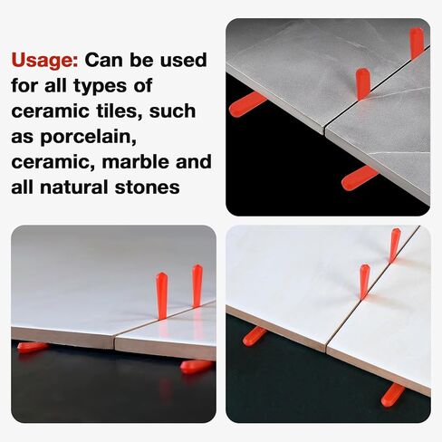 Hapivida Tile Leveling System, 1000PCS Red PE Tile Leveling Spacer Clips with Quick Leveling Feature for Alignment and Finish, Tile Spacers for Ceramic, Porcelain, Marble and Stone Installation in Saudi Arabia
