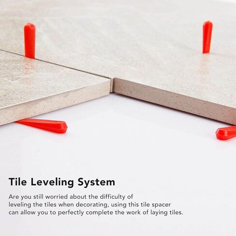 Hapivida Tile Leveling System, 1000PCS Red PE Tile Leveling Spacer Clips with Quick Leveling Feature for Alignment and Finish, Tile Spacers for Ceramic, Porcelain, Marble and Stone Installation in Saudi Arabia