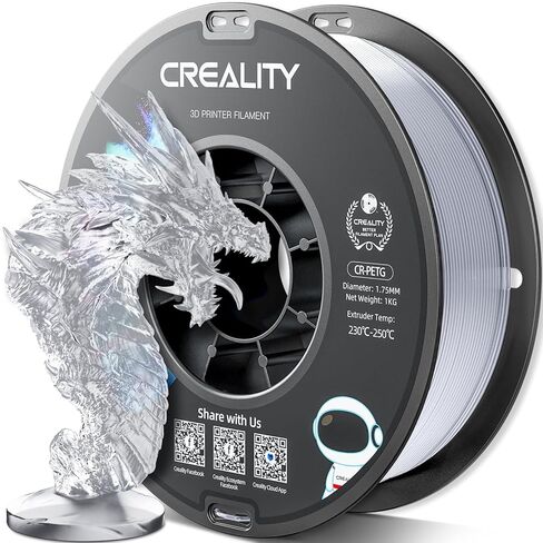 CREALITY PETG Filament 1.75mm 3D Printer Filament, 1kg (2.2lb) Neatly Wound Spool, Dimensional Accuracy ±0.03mm, 2024 Latest Batch, Fit for Ender, Bambu Lab, Anycubic,ELEGOO FDM Printers, Transparent in Saudi Arabia