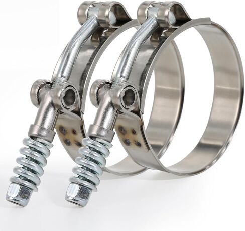مشابك خرطوم T-Bolt، نطاق عمل قابل للتعديل 4.25 بوصة - 4.57 بوصة (108-116 مم)، مشابك خرطوم من الفولاذ المقاوم للصدأ مع زنبرك معزز للسيارات، وأنابيب توربو، وأنابيب المبرد الداخلي (عبوتان) in Kuwait