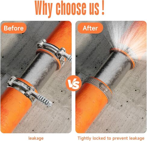 مشابك خرطوم T-Bolt، نطاق عمل قابل للتعديل 4.25 بوصة - 4.57 بوصة (108-116 مم)، مشابك خرطوم من الفولاذ المقاوم للصدأ مع زنبرك معزز للسيارات، وأنابيب توربو، وأنابيب المبرد الداخلي (عبوتان) in Kuwait