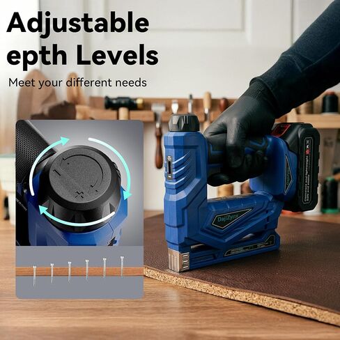 مسدس تدبيس كهربائي، جهاز تثبيت المسامير اللاسلكي مقاس 3/8 بوصة، مسدس مسامير بدون فرش 2 في 1/مسدس تدبيس مع 1000 مسمار و1000 دبوس (T50、J10)، جهاز تثبيت المسامير اللاسلكي في وضعين - إطلاق فردي وإطلاق تلامسي in Kuwait