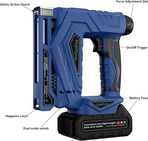 مسدس تدبيس كهربائي، جهاز تثبيت المسامير اللاسلكي مقاس 3/8 بوصة، مسدس مسامير بدون فرش 2 في 1/مسدس تدبيس مع 1000 مسمار و1000 دبوس (T50、J10)، جهاز تثبيت المسامير اللاسلكي في وضعين - إطلاق فردي وإطلاق تلامسي in Kuwait